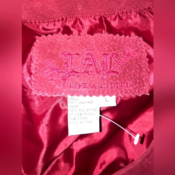 Women's LAL brand ruby red 100% leather jacket size large EUC - Picture 7 of 10